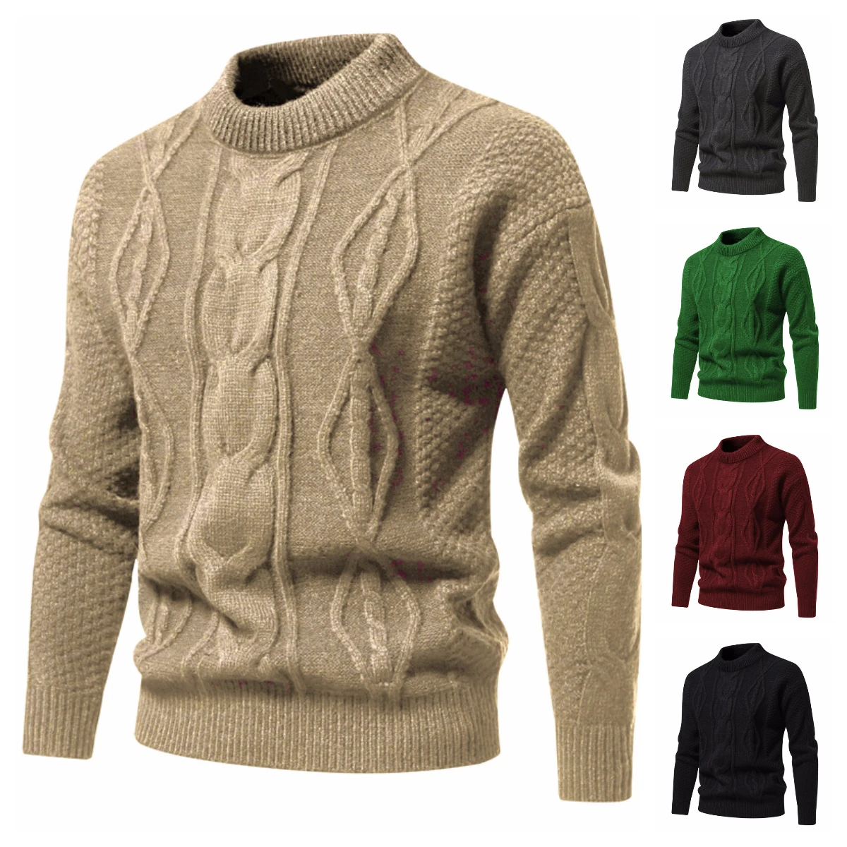 

Men's New Autumn and Winter Casual Half High Neck Sweater Knit Bottom