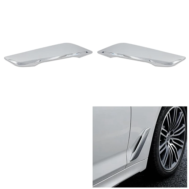 

1Pair Car Front Side Fender Plating Strip Air Outlet Chrome Strip Replacement For-BMW 5 Series G30 G31 2018 2019