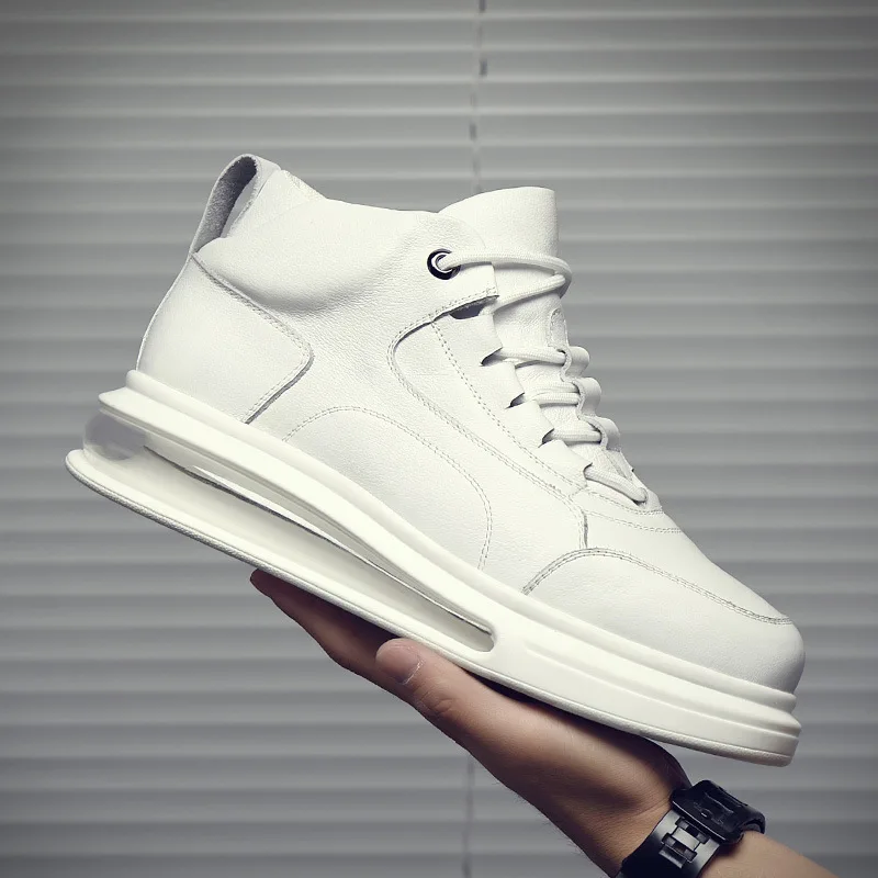 Мужские ботинки из натуральной кожи дышащие с воздушной подушкой на платформе