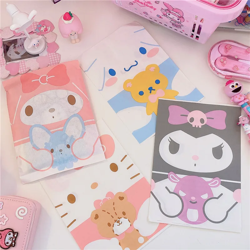 

10 шт. Sanrioed бумажные пакеты Kawaii аниме упаковочная сумка My Melody Kuromi Cinnamoroll Милая Самоуплотняющаяся подарочная упаковка для детей на день рожден...