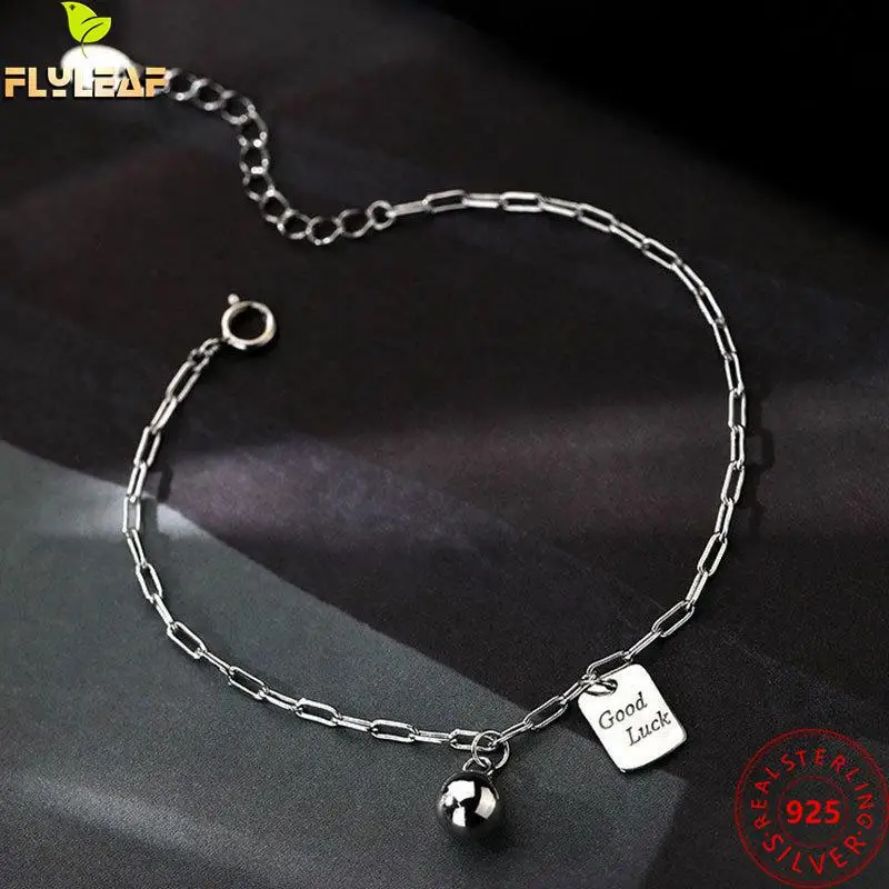 

Real 925 Sterling Silver Ball Good Lucky Bracelet For Women Platinum Plating Simple Style Femme Fine Jewelry 2022 New Arrival