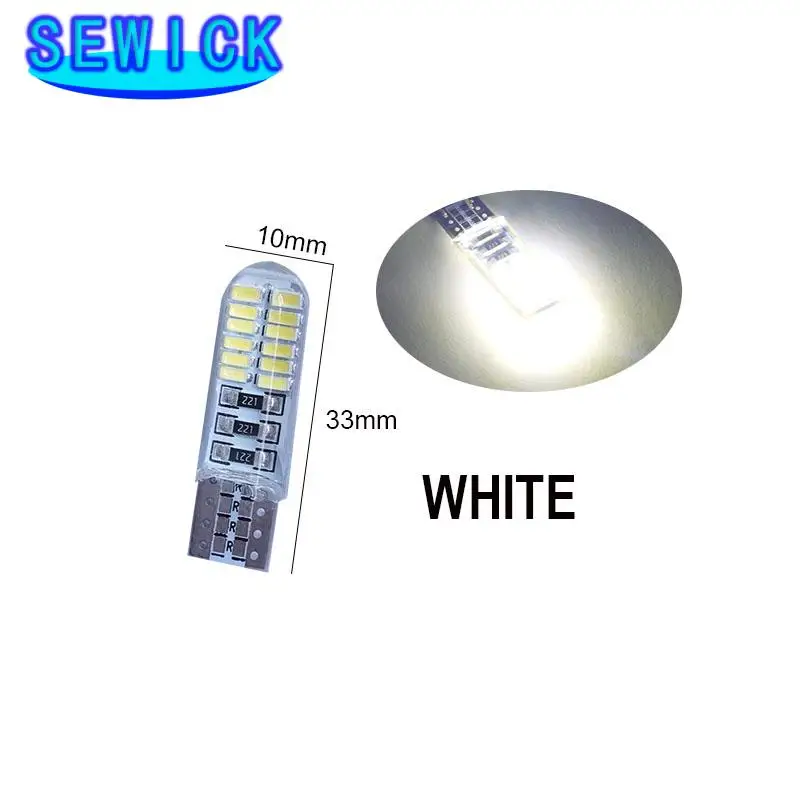 400pcs car led head bulb 1.5w 194 12v 6000k T10 w5w Clearance light 24SMD Auto Interior reading lamp yellow white ice blue - купить по