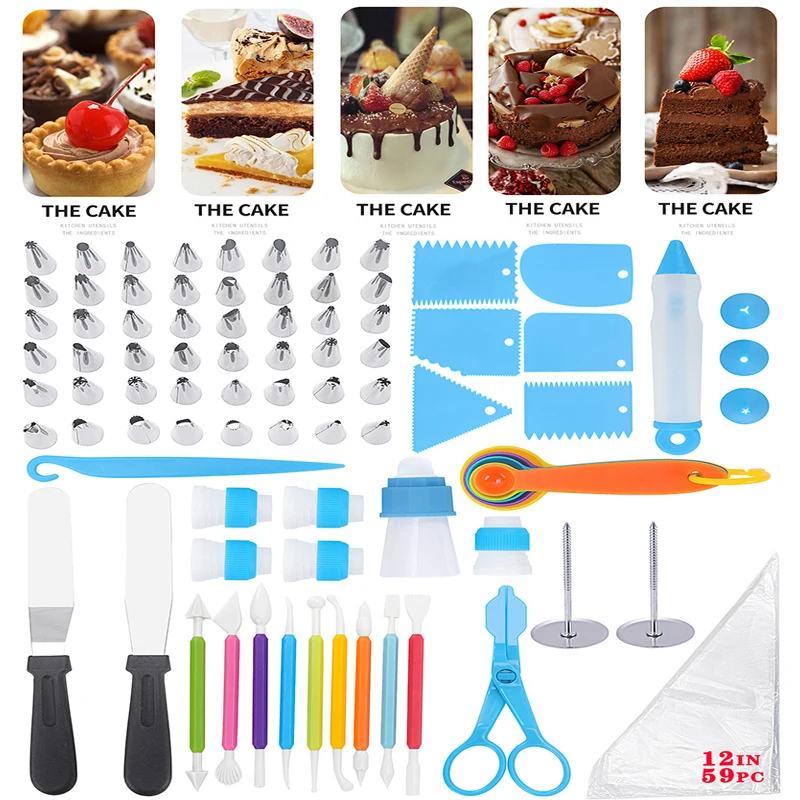 

78PCS Cake Tools Cake Decorating Tools Kit Stainless Steel Cake Decorating Tips Set Pastry Spatula Scraper Baking Supplies