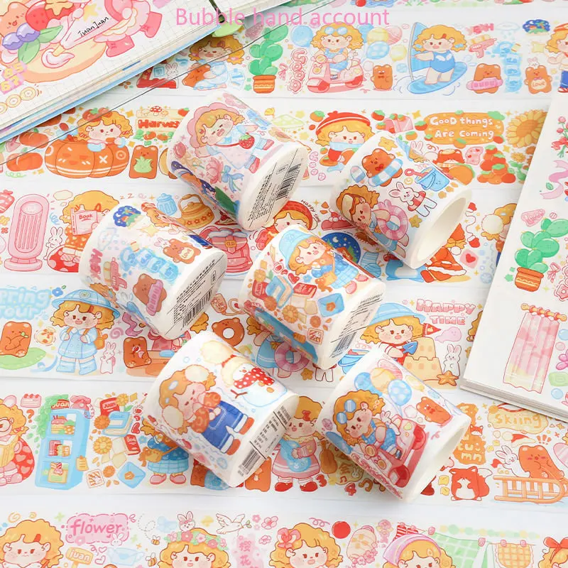 

Love Floating Island Series Rolls and Paper Tape Creative Cute Cartoon Character Handbook Material Sticker