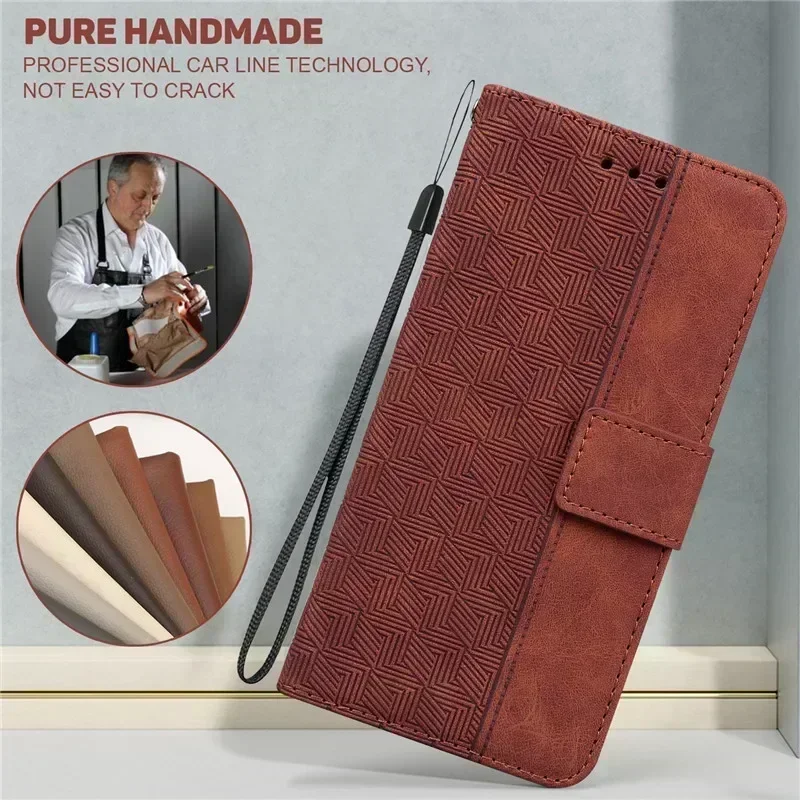Фото Чехол Etui S24 FE S24 Ultra для Samsung Galaxy S24 S24Plus Galaxi S24+ S24fe Чехлы с магнитным геометрическим текстильным кошельком и книгой №5