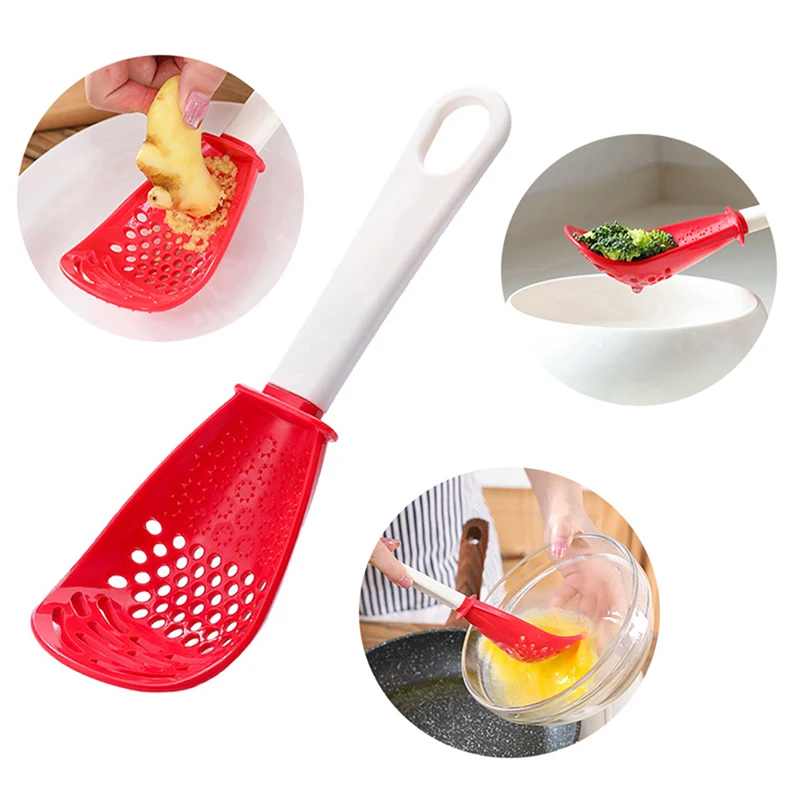 

1Pcs Multifunctional Kitchen Cooking Spoon Heat-resistant Hanging Hole Innovative Potato Garlic Press Colander Spoon For Kitchen