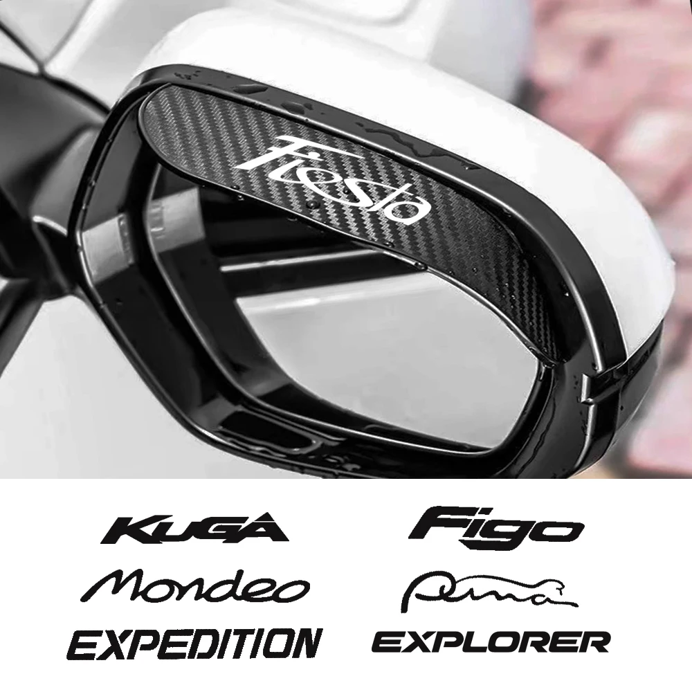 

2Pcs Carbon Fiber Car Rearview Mirror Eyebrow Rain Cover For Ford GT Fiesta Ecosport ESCAPE Figo PUMA Shelby Ranger Mondeo KA