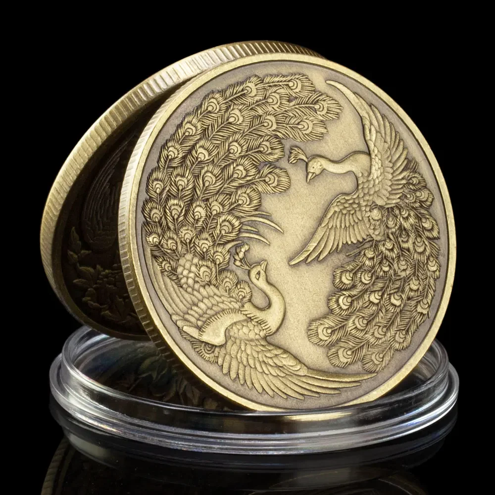 Медные сувениры с павлином монета коллекционный подарок коллекция монет Птица