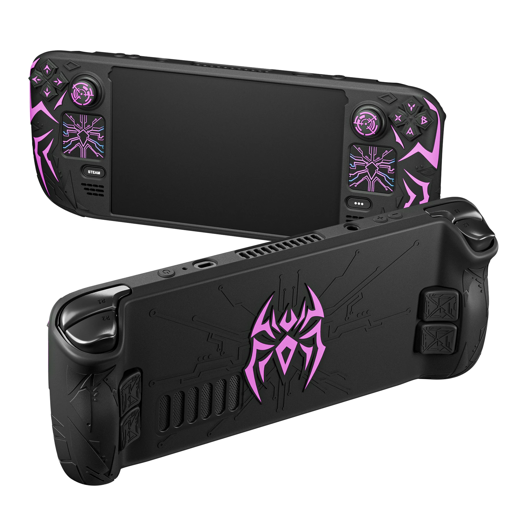 Фото Защитный чехол PlayVital Cyber Spider для Steam Deck OLED/LCD, противоскользящий силиконовый чехол с улучшенными кнопками на задней панели №2