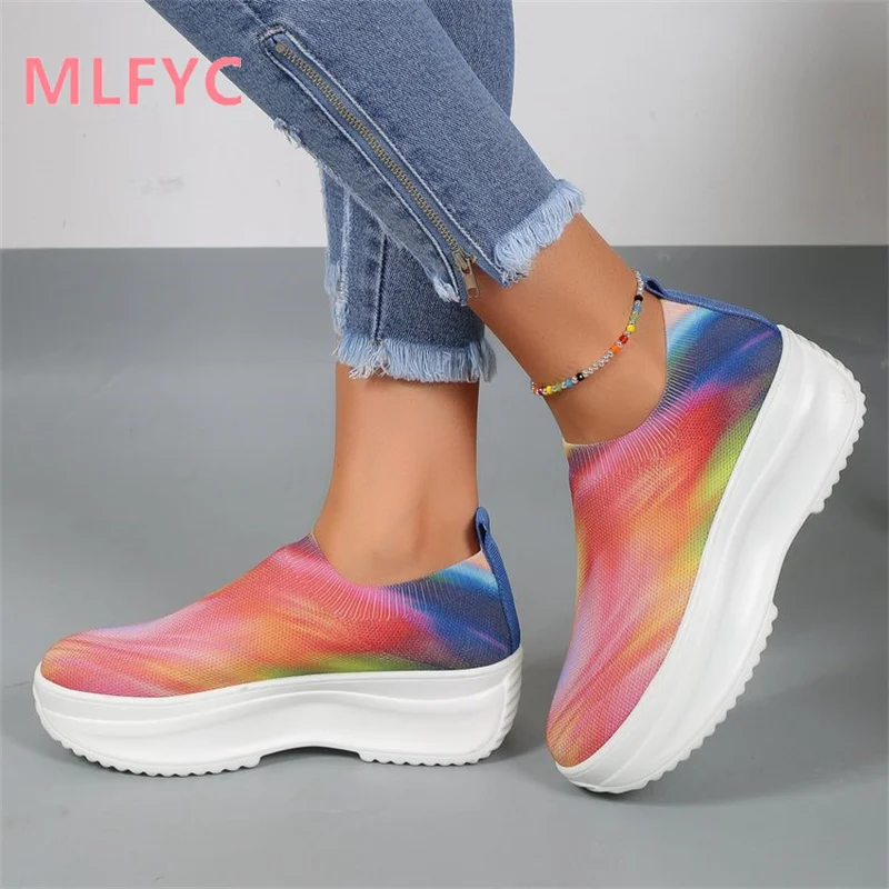 

Oversized Flying Weave Casual Fashion Colorful sneakers 2023 New Round Head Mesh Flat Bottom Mesh Shoes