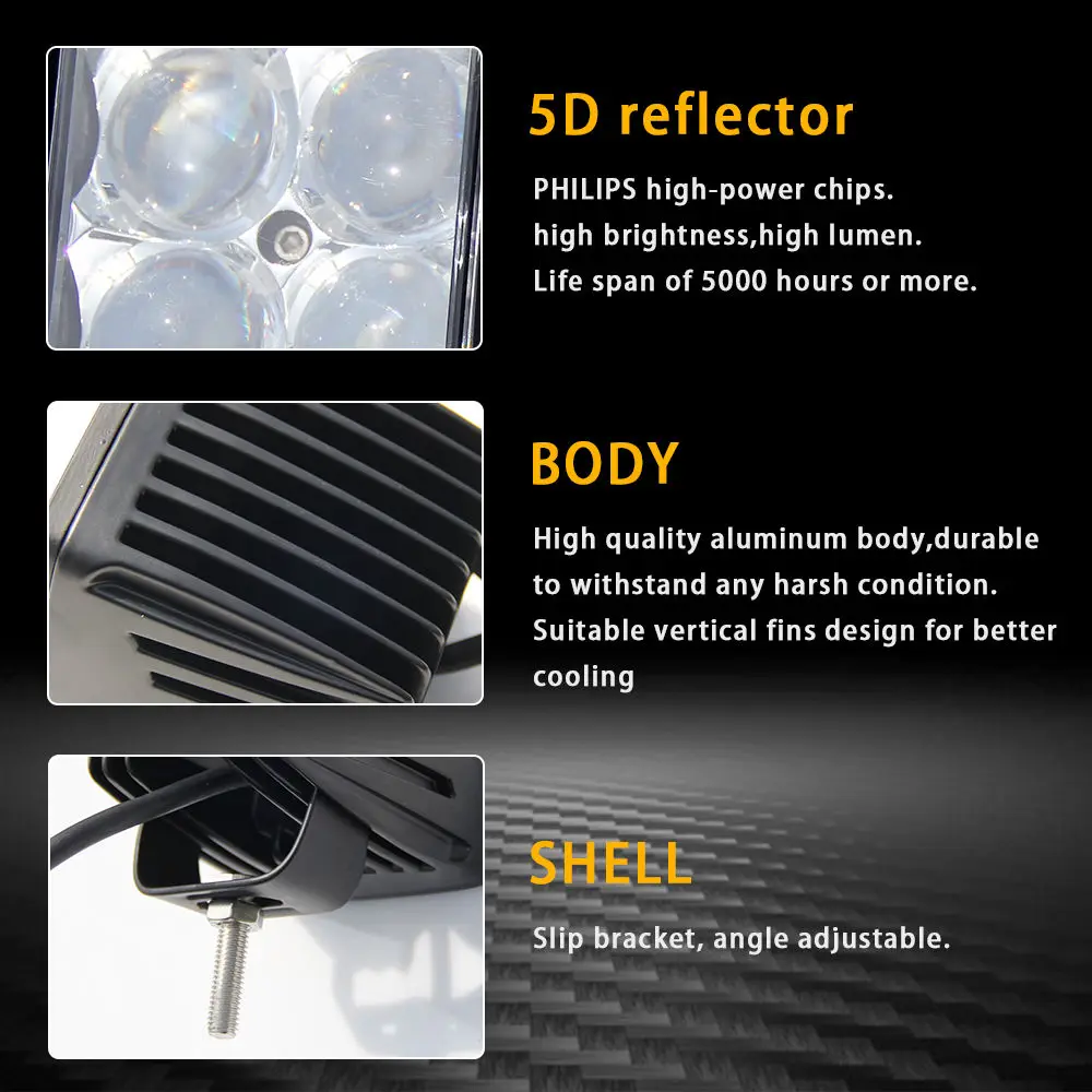 Фото 4x 3-дюймовый 96W 5D RGB светодиодный рабочий свет Spot Flood Cube Pods Стробоскоп Музыка Мигающий режим DIY с комплектом жгутов проводов управления Bluetooth №4
