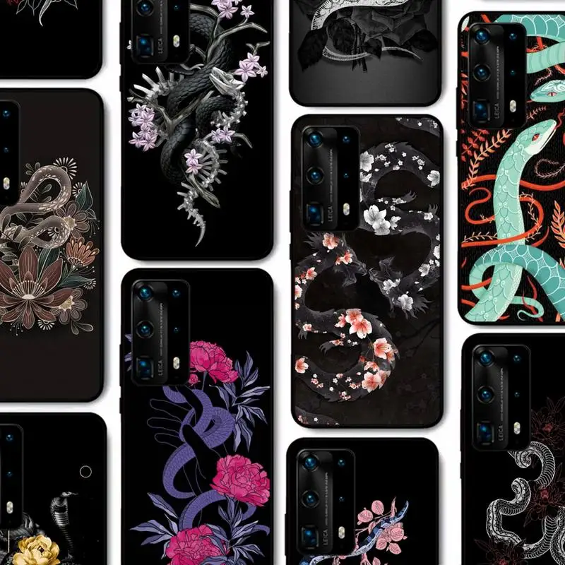 

Flower Snake Art Phone Case for Huawei P30 40 20 10 8 9 lite pro plus Psmart2019