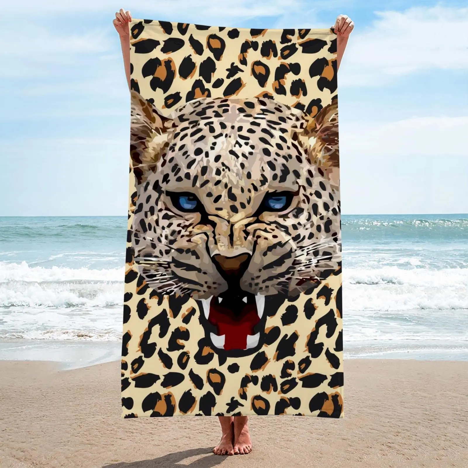 

Colorful Stitch Printing Quick-drying Beach Towel Microfiber Rectangular Bath Towel Outdoor Travel Portable Blanket