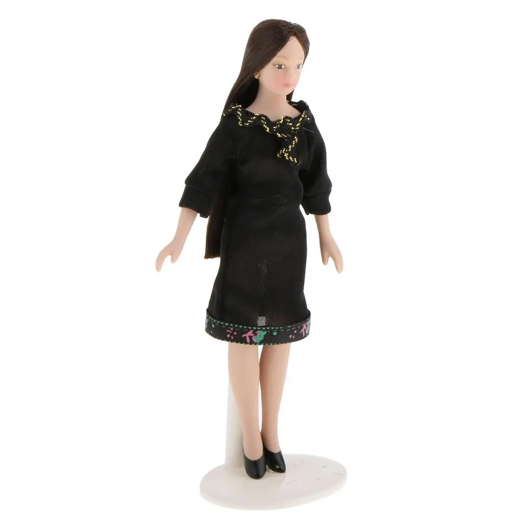 

1/12 Scale Dollhouse Miniature Figure Career Woman In Dress--