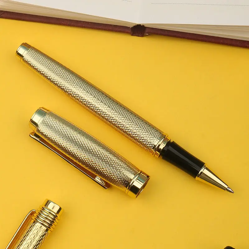 

Deluxe Quality Metal Black Gray Business Office Rollerball Pen 0.5mm Nib Clip Rollerball Pen Office School Supplies