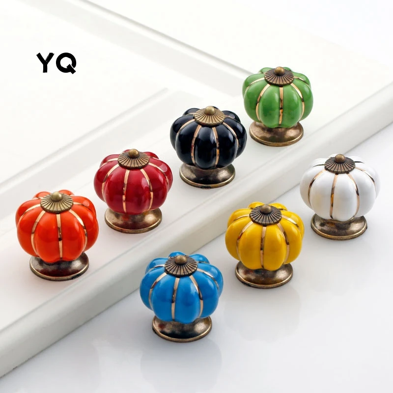 

Vintage Pumpkin Ceramic Door Handles 40mm Knobs for Cabinet Drawer Closet Cupboard Wardrobe Furniture Door Pulls Hardware
