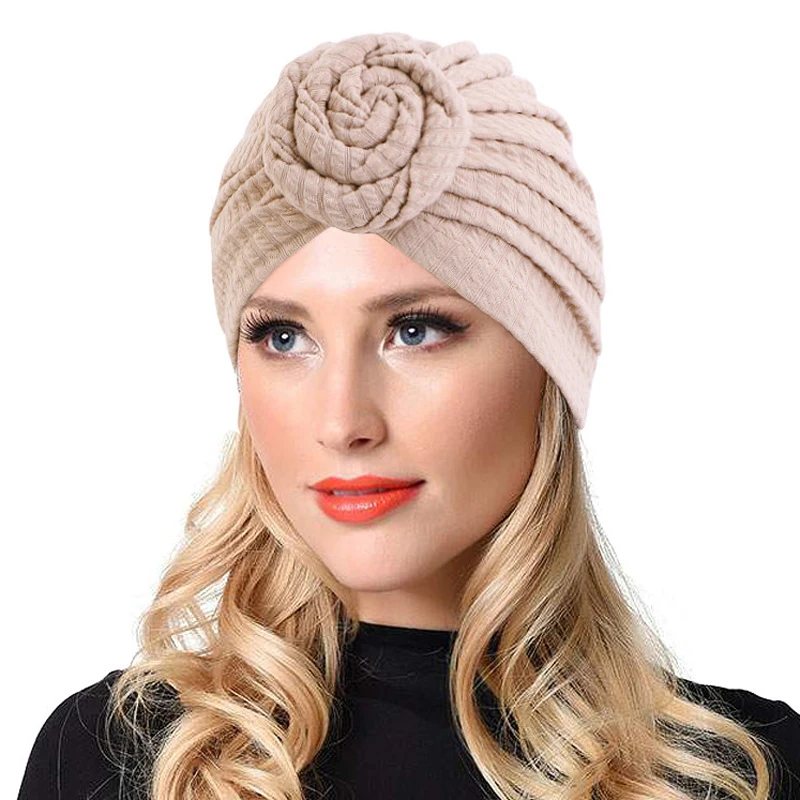 

Fashion Women Elastic Twist Cotton Knotted Turban Headscarf Lady Solid Color Chemo Cap Headbands Headwrap Hair Accessories