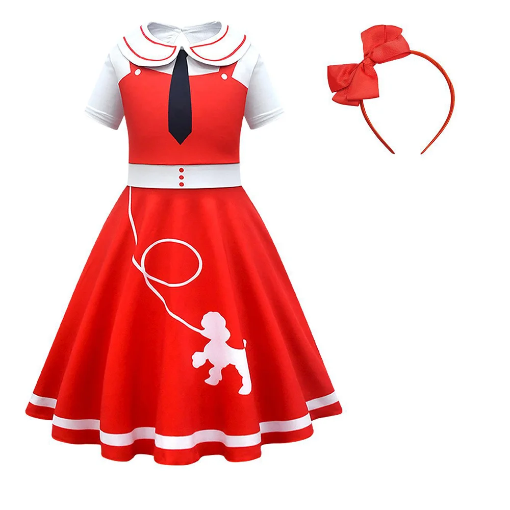 6 шт./комплект детский красный костюм с юбкой