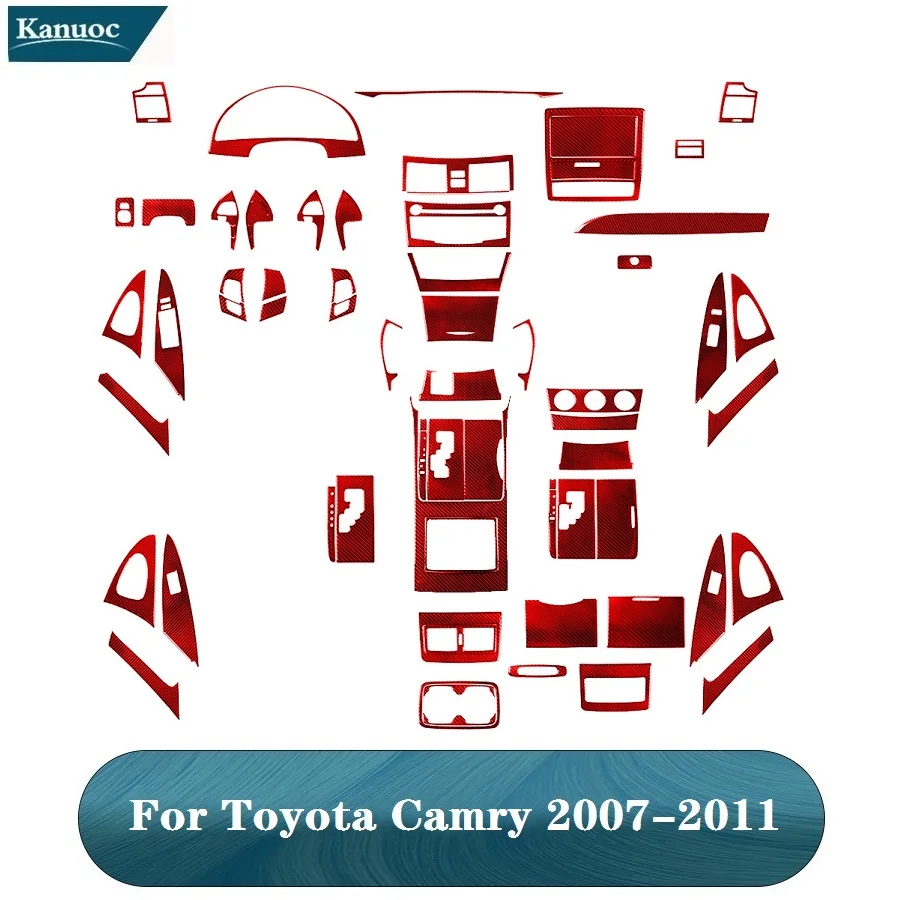 

For Toyota Camry 2007 2008 2009 2010 2011 Carbon Fiber Red Stickers Trim Strip Car Interior Decorative Accessories