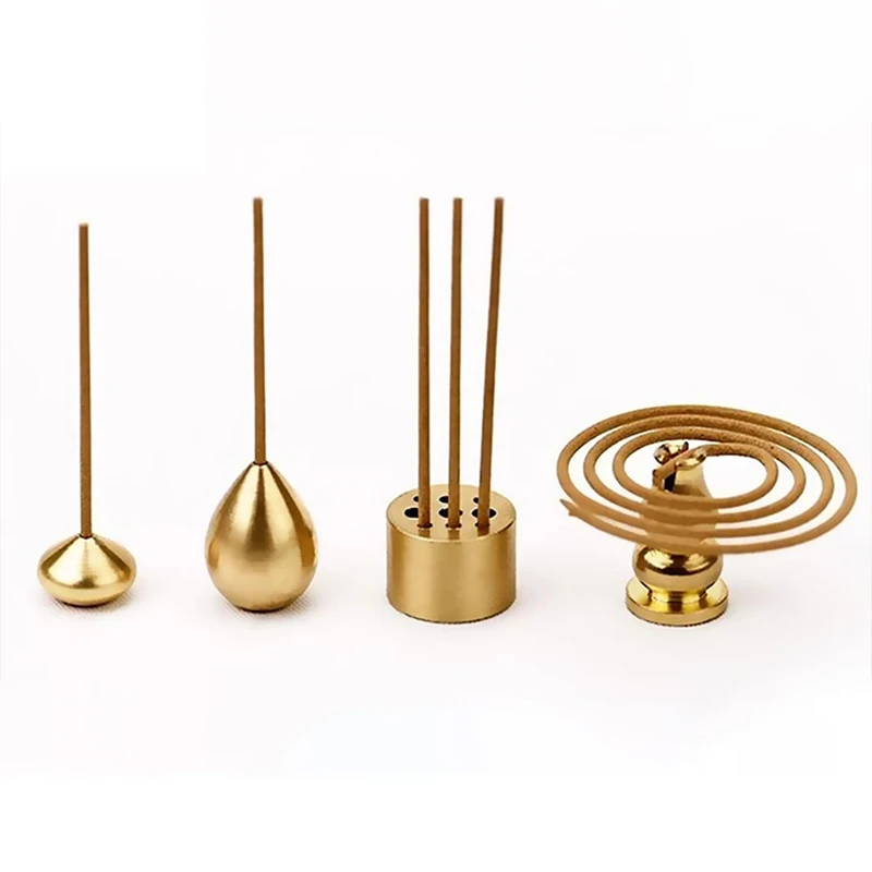

Mini Portable Incense Burner Multi Purpose Water Drop Shape Brass Incense Holder for Home Office Teahouse Zen Buddhist Supplies