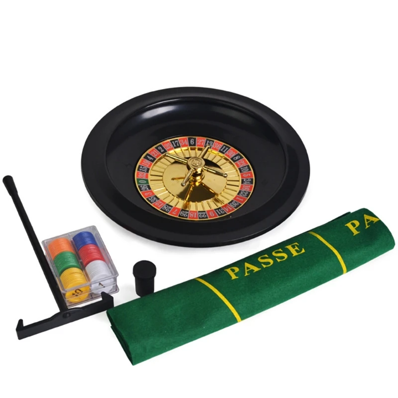 

Party Funny Casino Roulette Tool 10 Inch Roulette Game Set Entertainment Board Game with Tablecloth & 60Pcs Chips