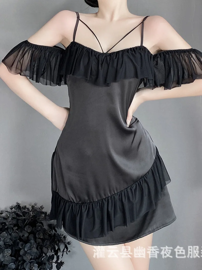 

Новинка лета 2023, женское сексуальное соблазнительное тонкое свободное шифоновое платье с кружевом и глубоким V-образным вырезом, однотонна...