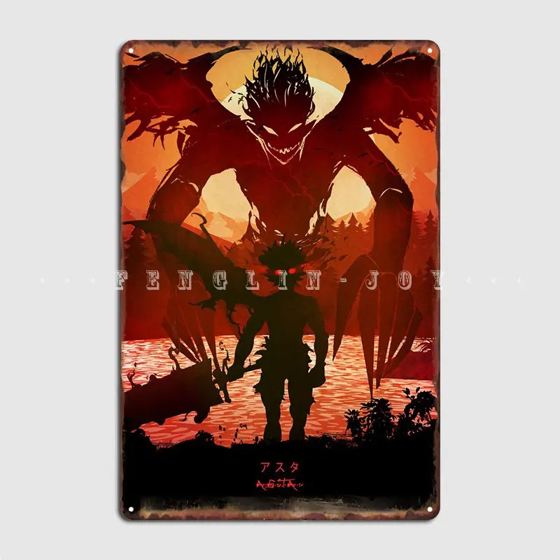 

Металлический плакат Asta с черным клевером, плакат с настраиваемой росписью для кинотеатра, гостиной, плакаты с жестяными знаками