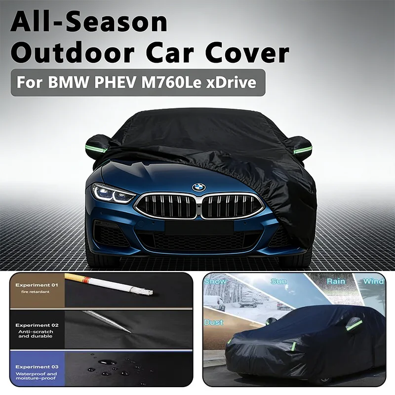 Фото Автомобильные чехлы для BMW PHEV M760Le xDrive, уличная защита, полные автомобильные чехлы, снежный чехол, солнцезащитный козырек, водонепроницаемый, пылезащитный, внешний вид №1