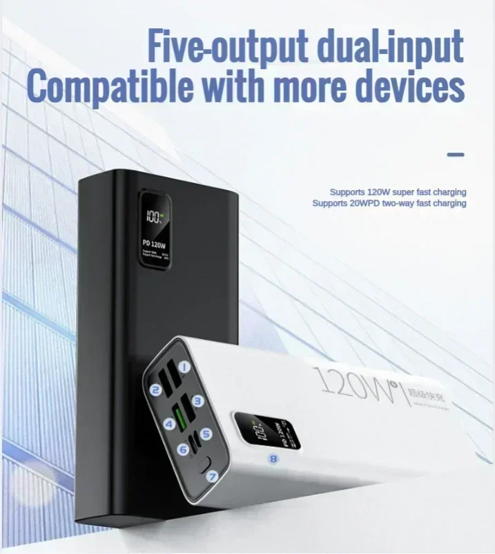 Сверхбыстрая зарядка 120 Вт внешний аккумулятор емкостью 30000 мАч со 100% достаточной