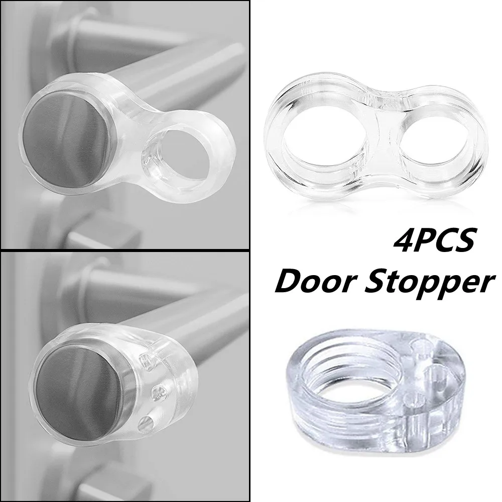 

4pc Transparent Door Stopper Silicone Anti-Collision Door Handle Buffer Wall Protection Doorknob Bumper Furniture Protective Pad