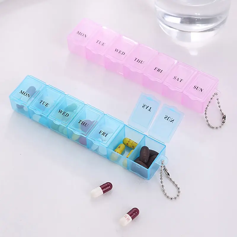 

7 Days Pill Portable Transparent Pill Box 7 Compartments Divided Storage Box Week Pill Box Independent Reminder Plastic Pill Box