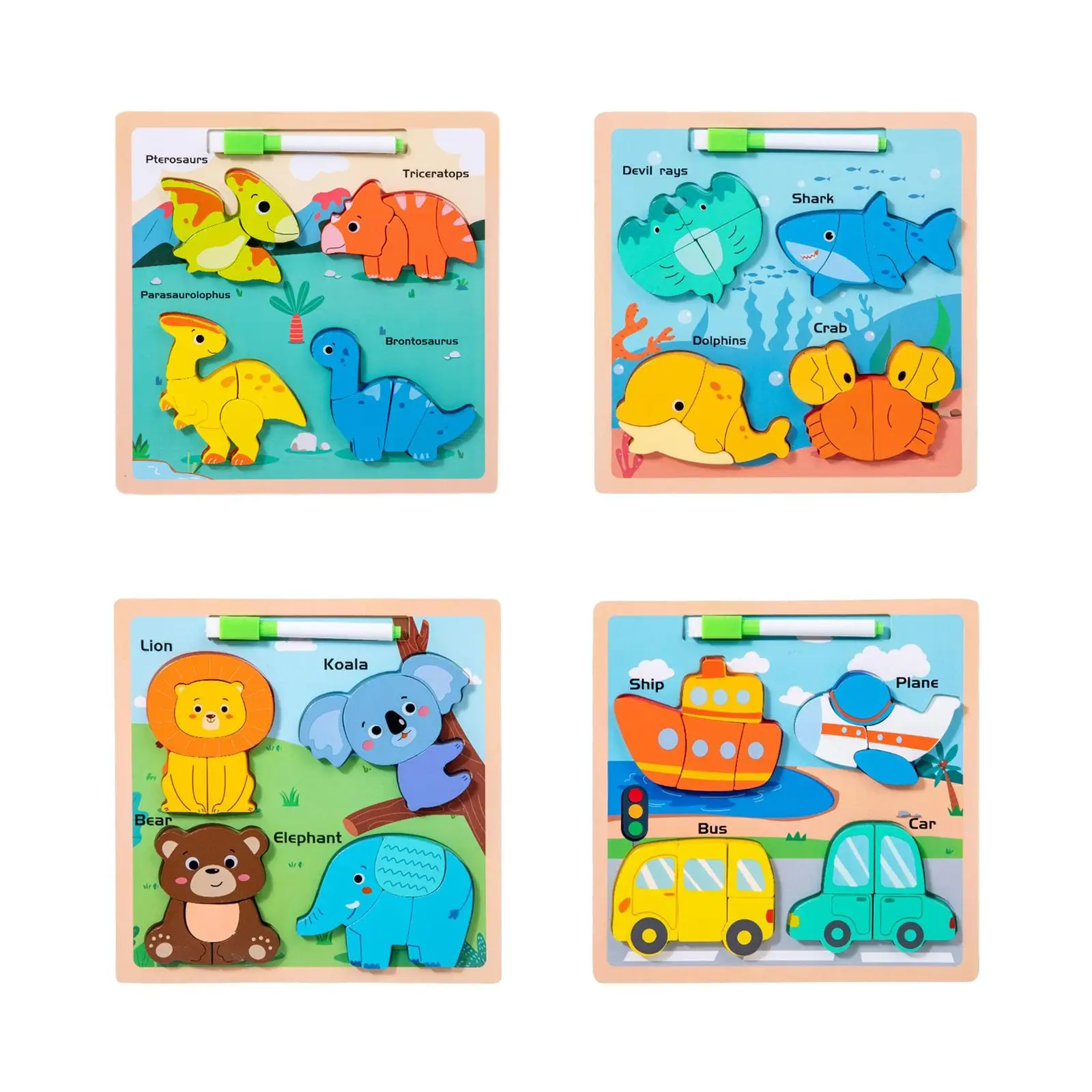 

Деревянный пазл, доска для рисования, Обучающие головоломки, многофункциональная форма, подходит для мальчиков и девочек, детские празднич...