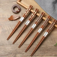 household japanese style pointed solid wood chopsticks iron knife wood healthy and hygienic chopsticks