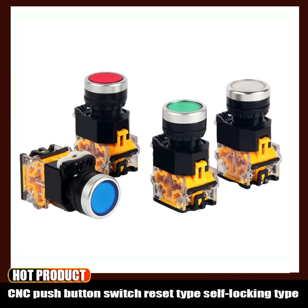 

Cnc Reset Button Switch Reset / Self-locking Self-resetting 22mm Jog La38 Self-locking Round Waterproof Button Start And Stop