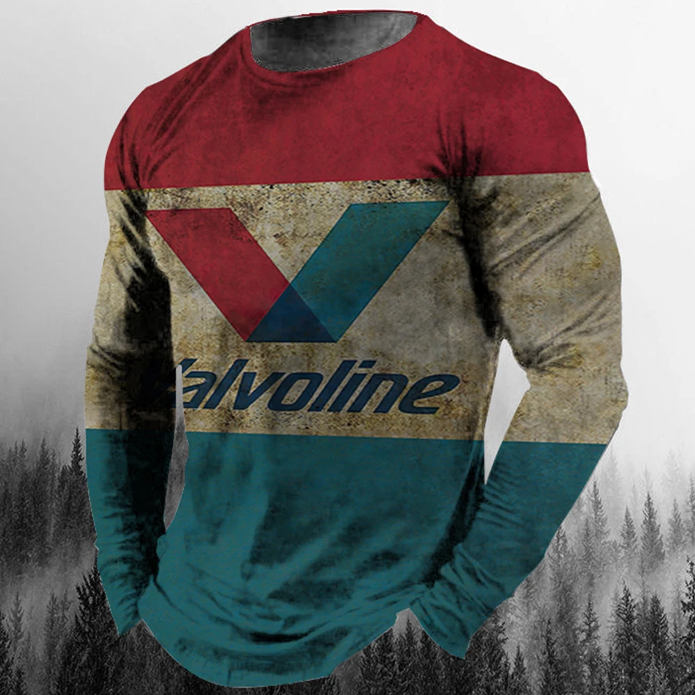 

Vintage Motorcycle Biker 3D Print Summer Men's O-Neck T-shirt Casual Long Sleeve Oversized T Shirt Fashion Pullover Men Clothing