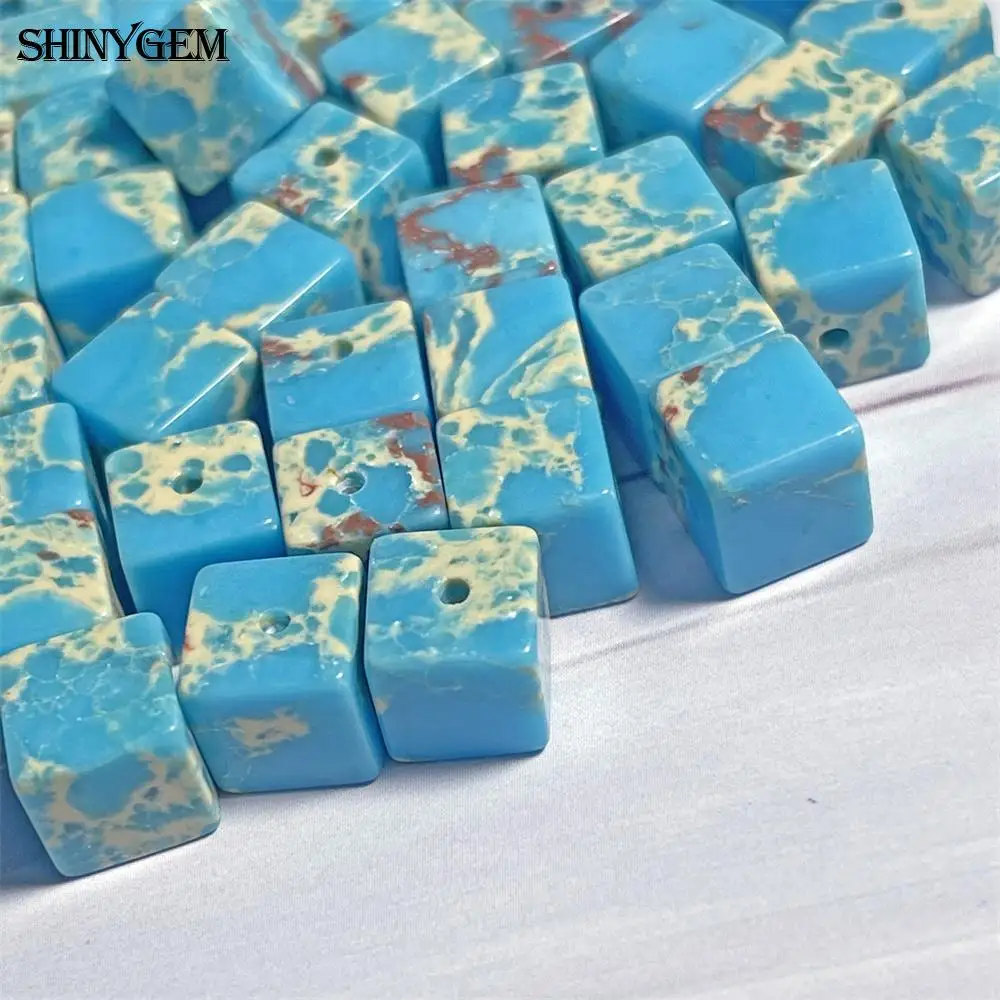 

ShinyGem оптовая продажа 50 шт Озерный синий морской осадочный Бирюзовый Императорский Ясперс бусины 8 мм куб подходит сделай сам для изготовлен...