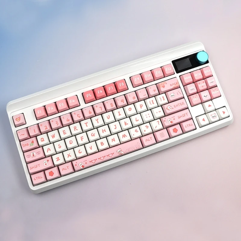 

PBT Keycaps 141 Cute Bear Theme DyeSublimation Pink Keycap Set MAD Profile PersonalizedGirls Mechanical Keyboard
