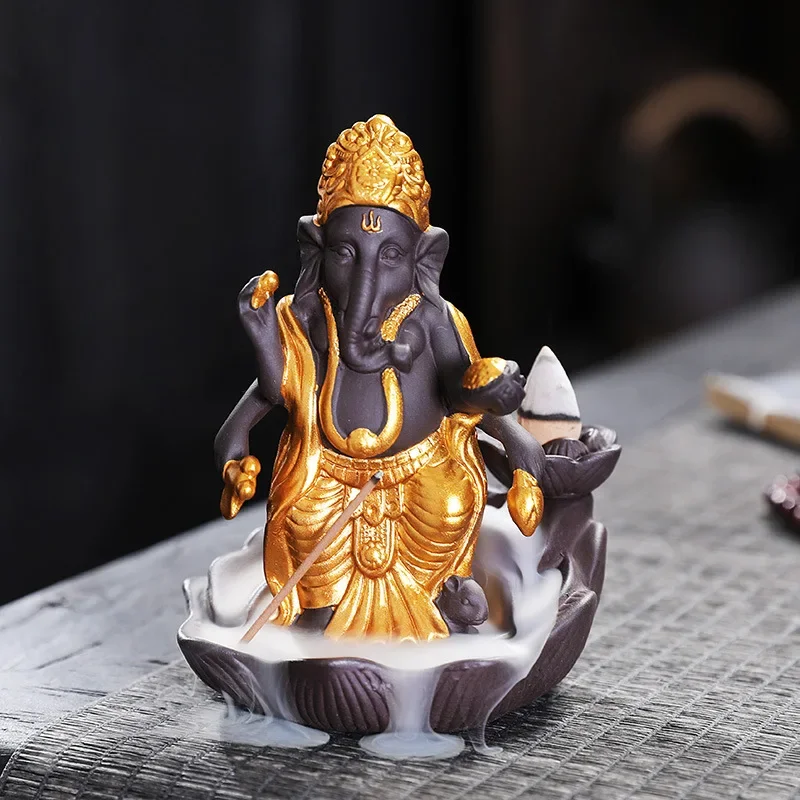 

Elephant God Ceramic Backflow Incense Stove Thai Zen Incense Incense Viewing Smoke Worship Lotus Indian Incense Incense