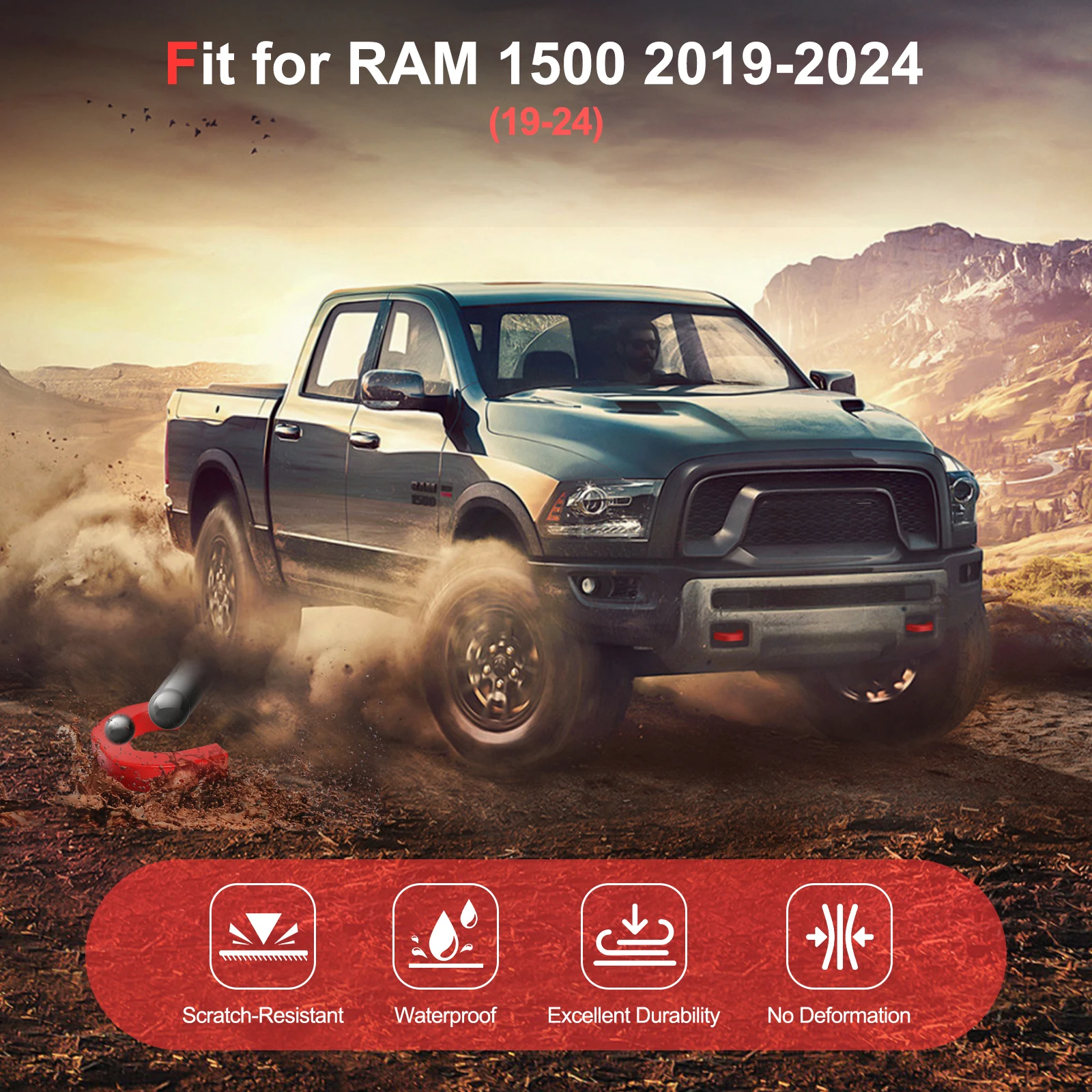 Фото Чехлы фаркопа для Dodge RAM 1500 (2019-2024), утолщенная модернизация, аксессуары для крышки фаркопа №3