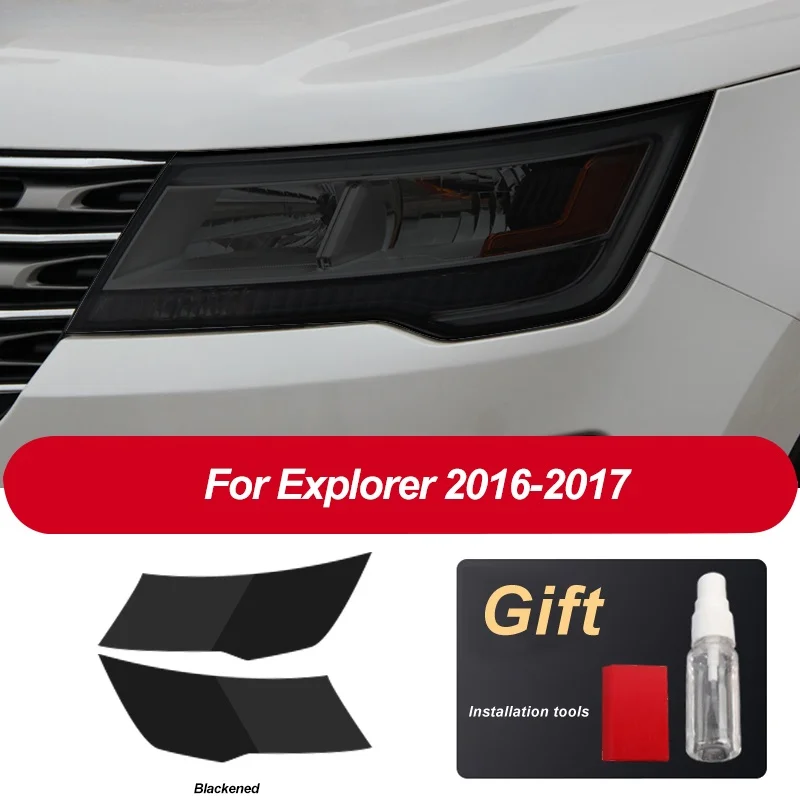 

Защитная пленка для автомобильных фар 2 шт. для Ford Explorer 2016 2017, аксессуары для ремонта фар, Прозрачная черная наклейка из ТПУ