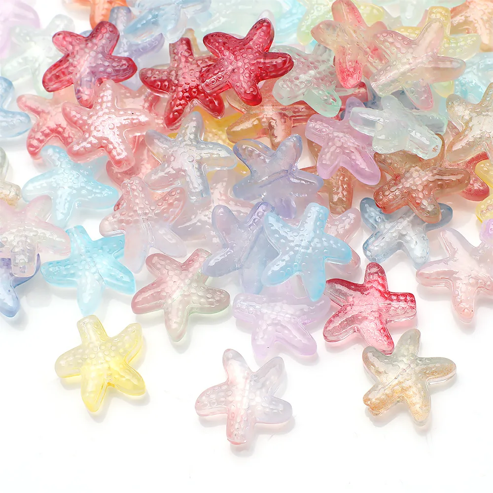 

30pcs/lot Starfish Shape Lampwork Glass Beads Colorful Loose Spacer Beads For DIY Jewelry Making Charm Bracelet Neaklace 13x14mm