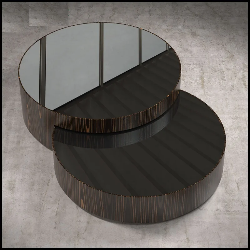 

Italian mirror walnut round coffee table simple modern round coffee table low table fashion Nordic custom