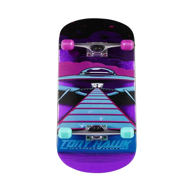 

31 дюйм. UFO металлический Стандартный скейтборд для начинающих с 50 мм разноцветными колесами, для