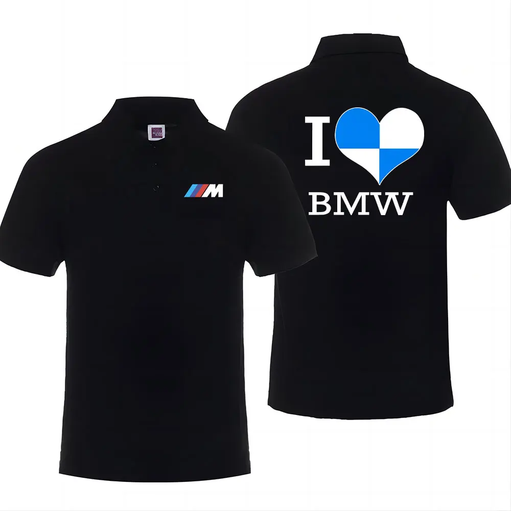 

Sports Car BMW Printed Business Casual Sports Solid Color Short Sleeve Men's Popular Lapel Cotton Quality Polo Shirt
