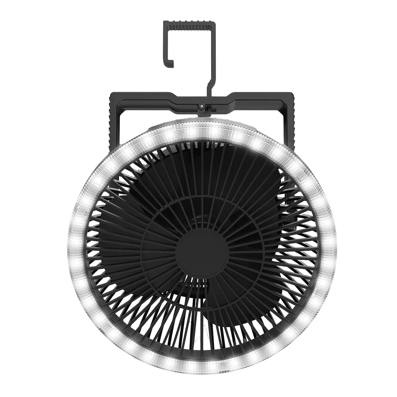

Camping Fan with LED Lights Outdoor Desktop Lamp with Hanging Rotation for Fishing Activities Car RV Outages