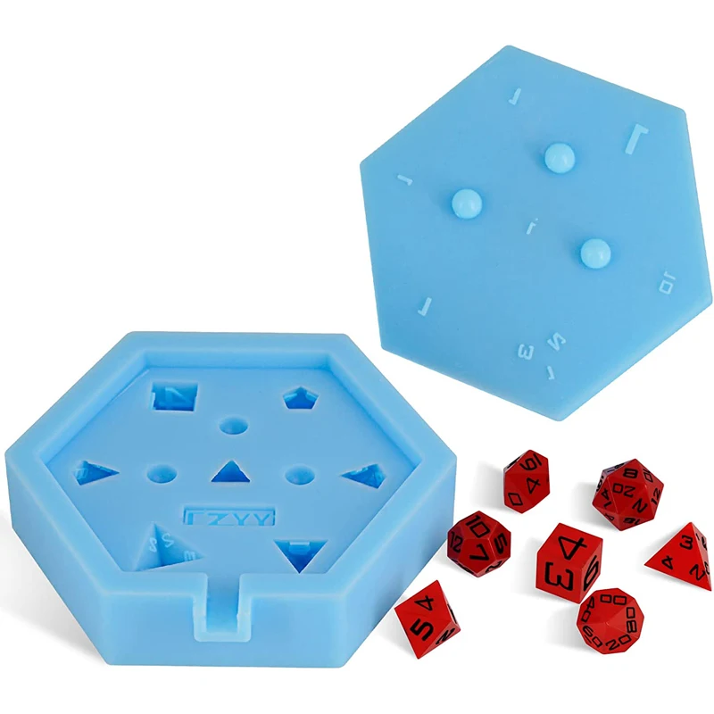 DND Dice Mold Silicone 7 Standard Polyhedral Sharp Edge Dice Slab Mould for D&D, Tabletop RPG