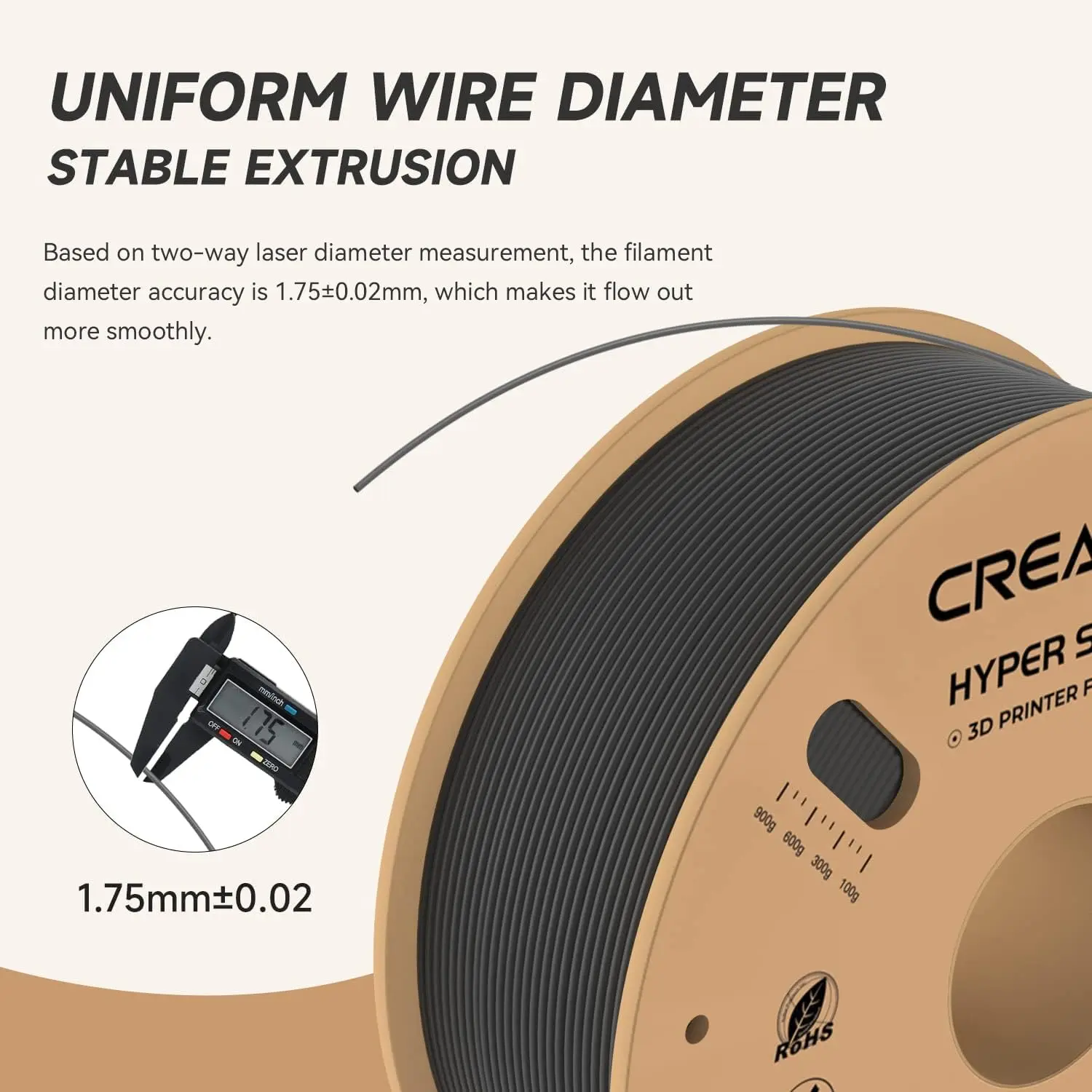 Фото Филамент CREALITY Hyper PLA 1,75 мм, 1 кг, для 3D-принтеров, высокоскоростная и точная печать 30-600 мм/с, подходит для большинства FDM 3D-принтеров №2