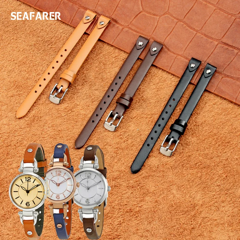 

Genuine leather bracelet strap fashion Women's watchband small band 8mm for fossil ES4340 ES4119 ES4000 watch band with screw