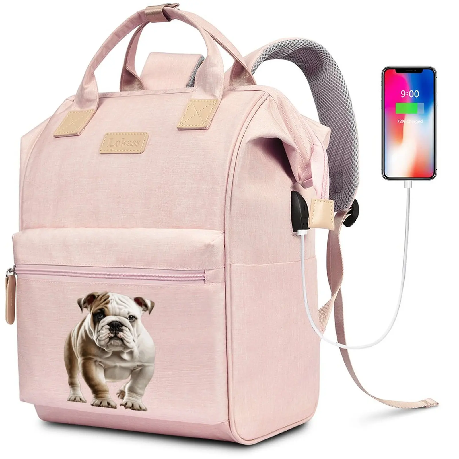 

Pink Women Travel Backpack Water Repellent Anti-Theft Stylish Casual Daypack Bag with Luggage Strap & USB Charging Port Backpack