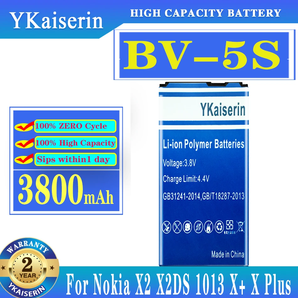 

YKaiserin BV-5S 3800mAh Replacement Battery For Nokia X2 X2DS 1013 X+ X Plus XPlus BV 5S New Battery + Track Code